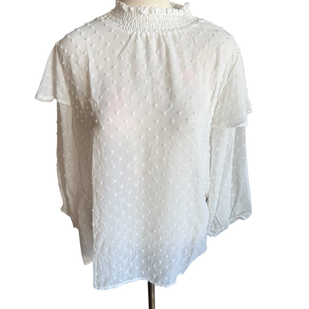 Easel White Textured Blouse